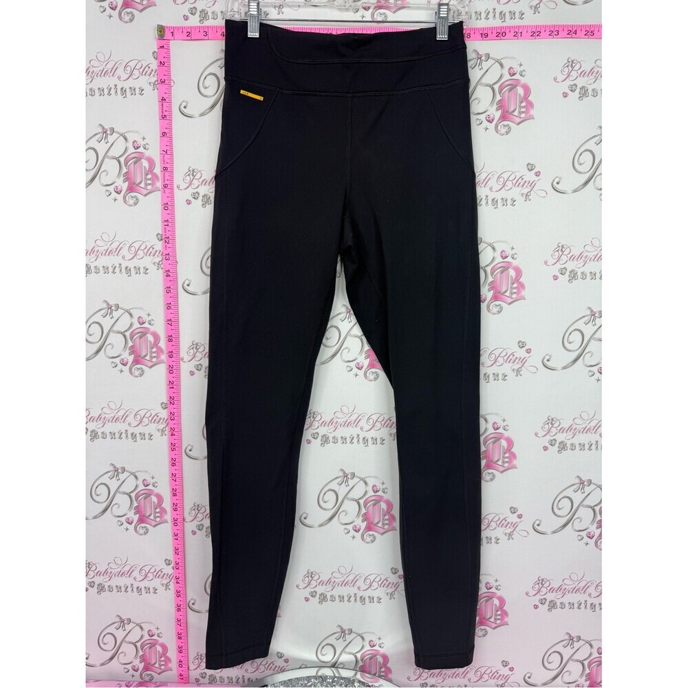 Lole Black Active Performance Leggings with Yellow Detail